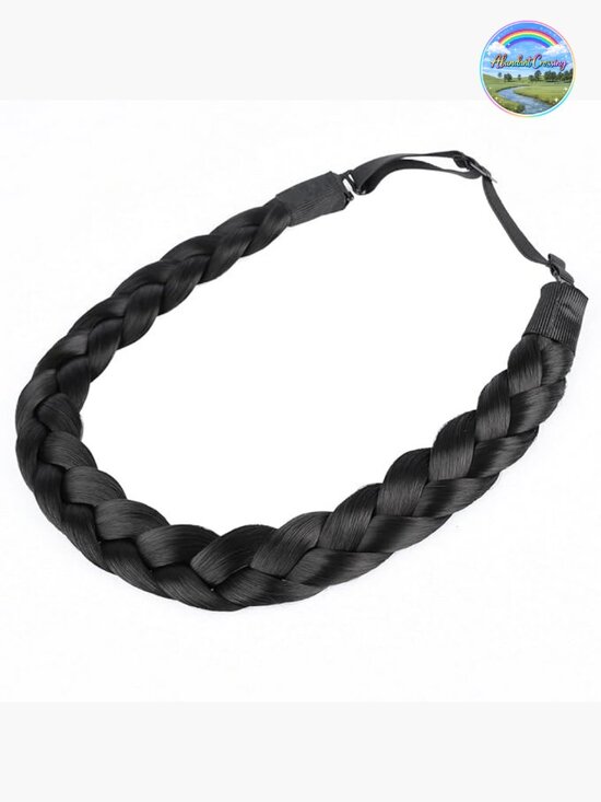 Synthetic Hair Braided Headband Classic Chunky Wide Plaited Braids Elastic